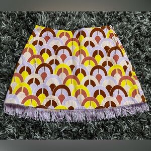 Cara Cara Vibrant Arch Mini Skirt with Fringe